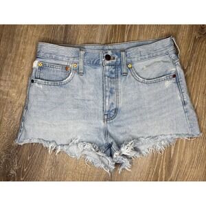Madewell Distressed 100% Cotton Relaxed Denim Cutoff Shorts Raw Hem Size 27